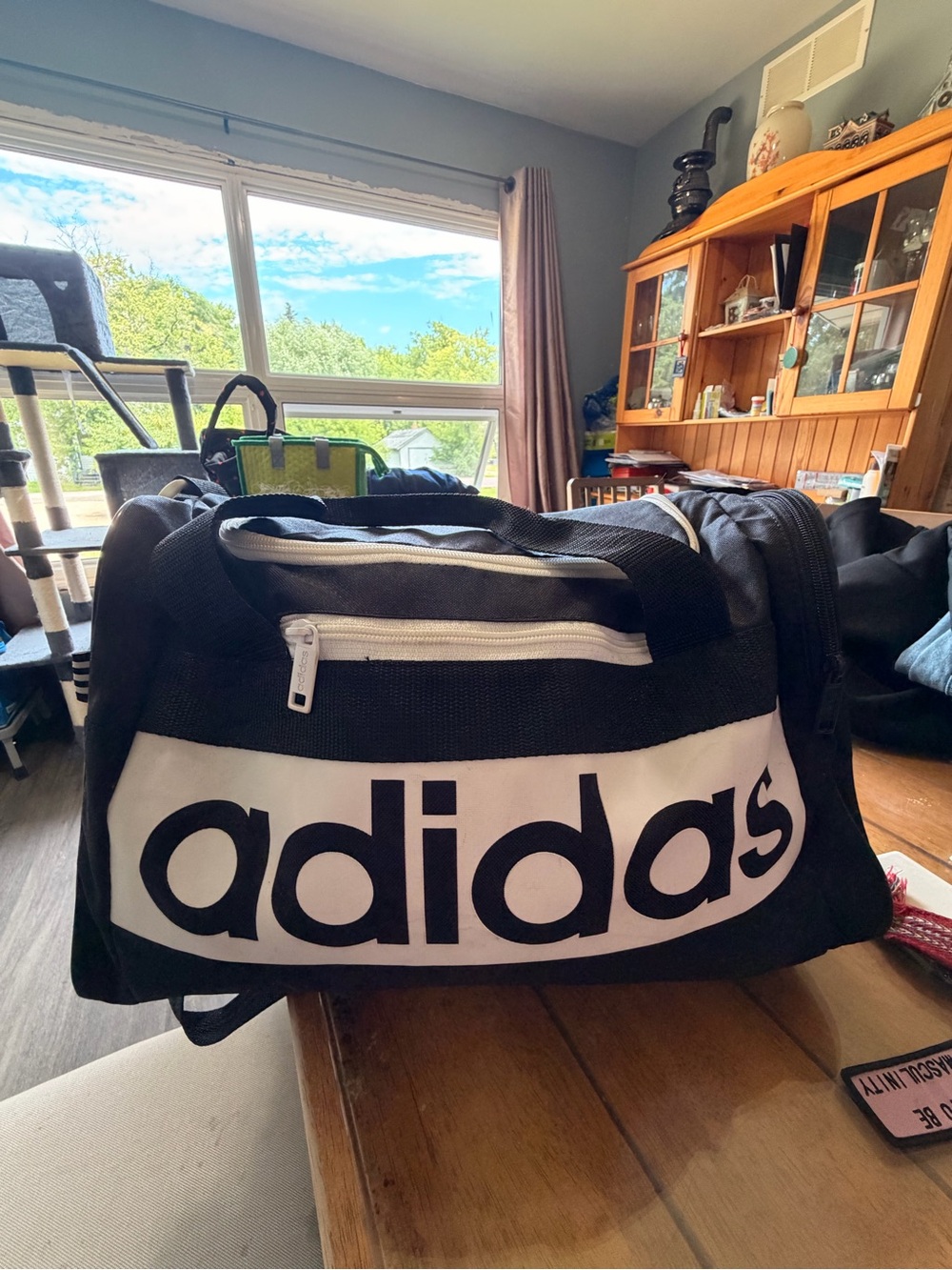 adidas Black and White Duffel Bag with Bold Logo
